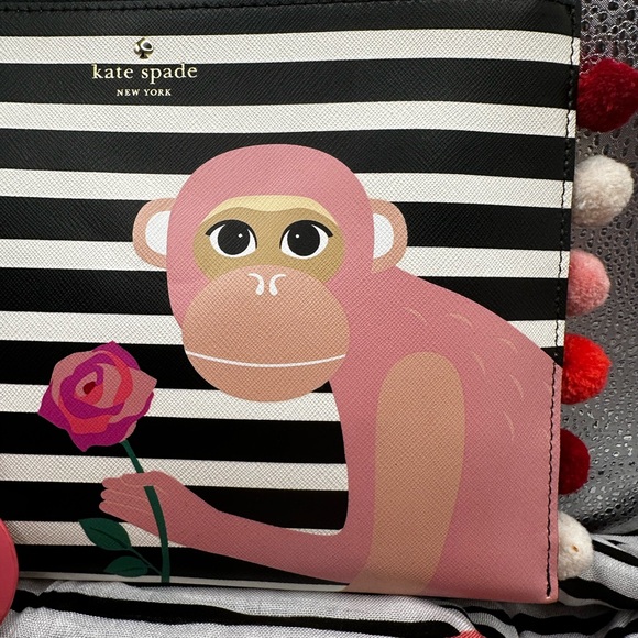 BUNDLE ALERT: ๐ Kate Spade Rambling Roses Monkey KEYCHAIN, CLUTCH and SCARF. - Picture 4 of 10
